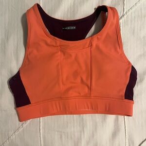 Oiselle Vibrant Orange and Deep Purple Sports Bra